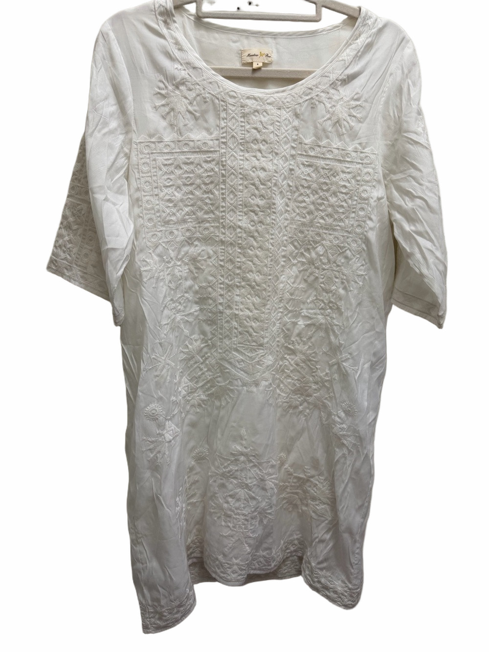 Meadow Rue Anthropologie White Cotton, Silk, & Lace Dress Size 8